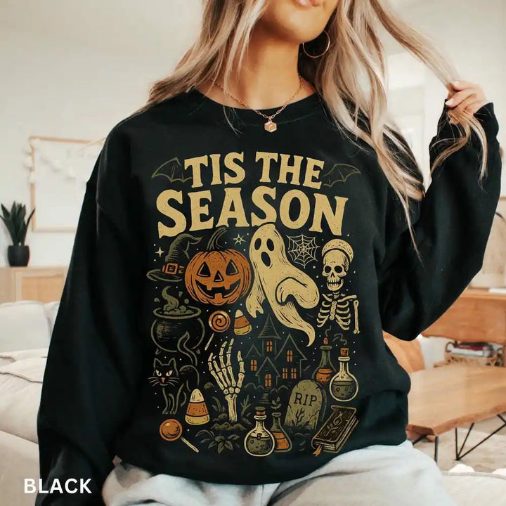 Tis The Season Halloween Black Sweatshirts