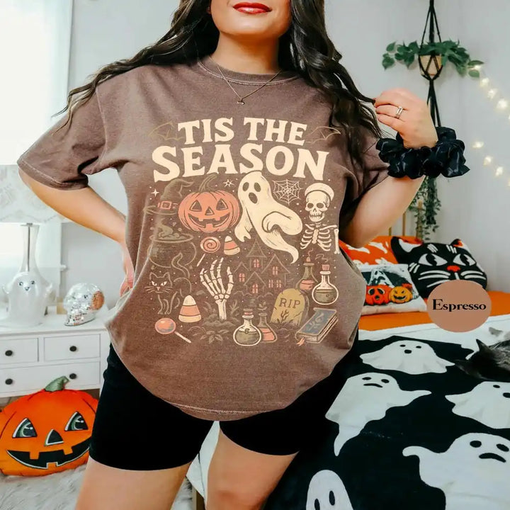 Tis The Season Halloween T Shirt - Espresso