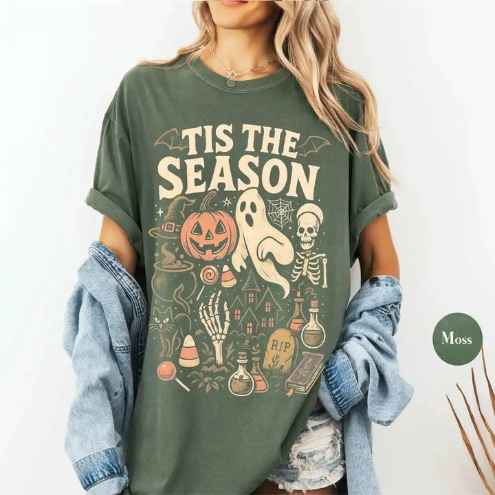 Tis The Season Halloween T Shirt - Green