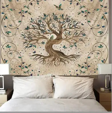 Tree White Tapestry