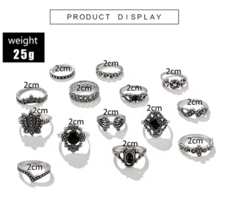 Trendy Silver Ring Set