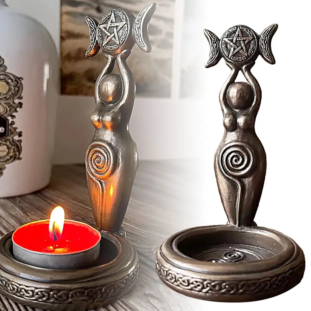 Triple Goddess Tealight Candle Holder