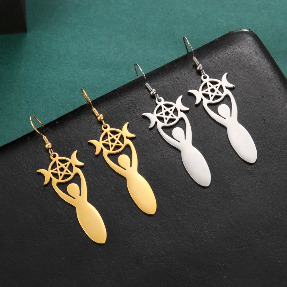 Triple Moon Goddess Earrings