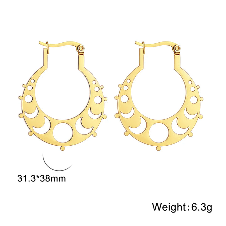 Triple Moon Hoop Gold Earrings