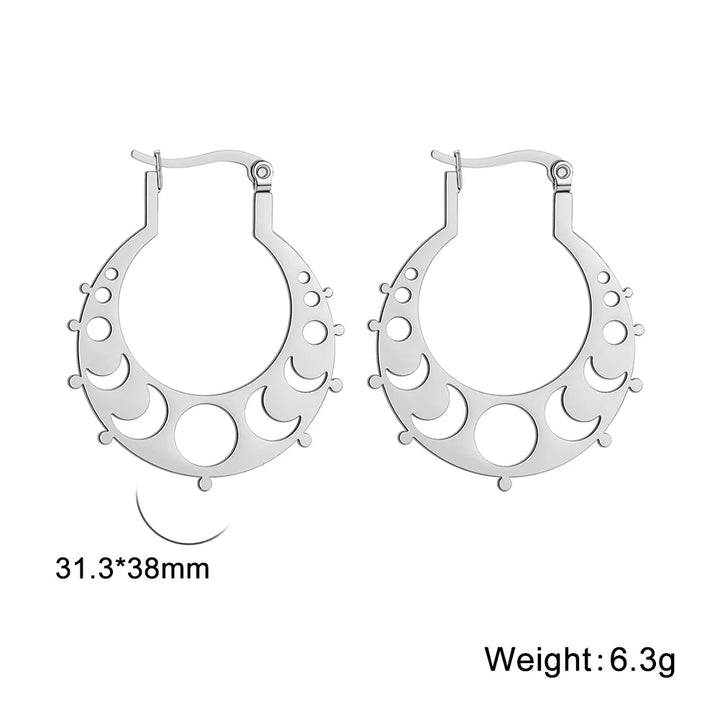 Triple Moon Hoop Silver Earrings
