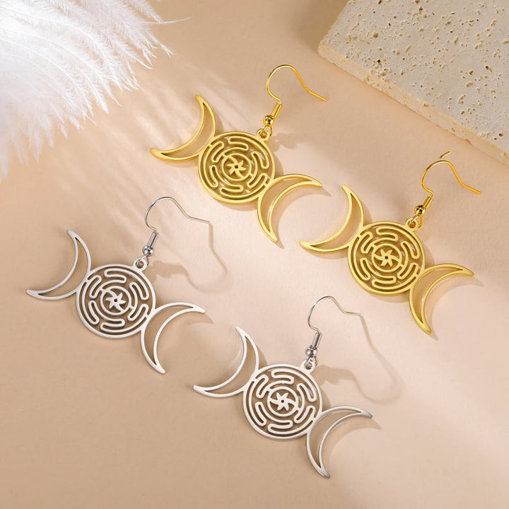 Triple Moon Pagan Earrings