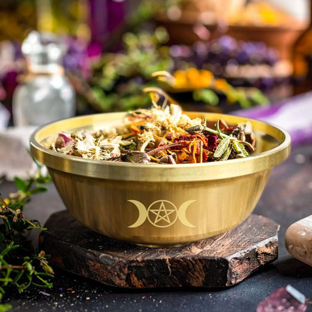 Triple Moon Pentacle Altar Bowl