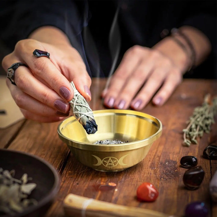 Triple Moon Pentacle Smudge Bowl