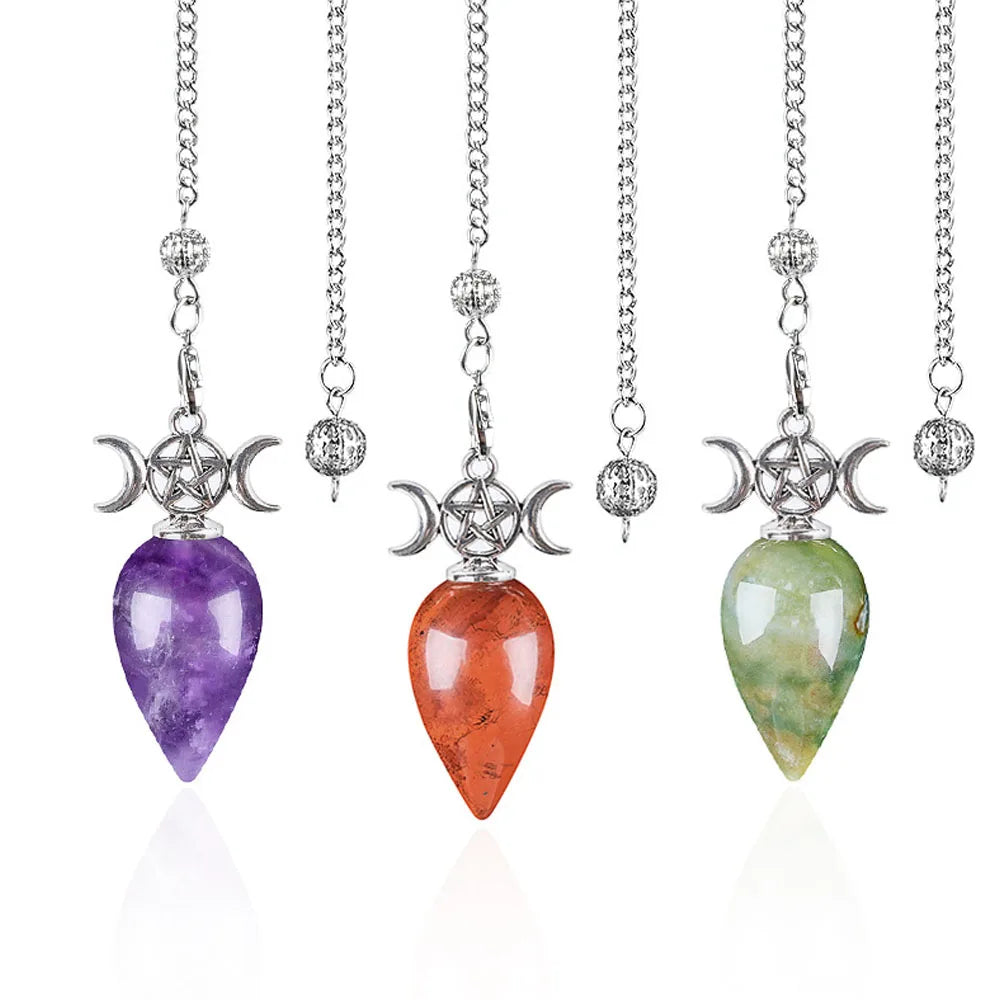 Triple Moon Teardrop Crystal Pendulums