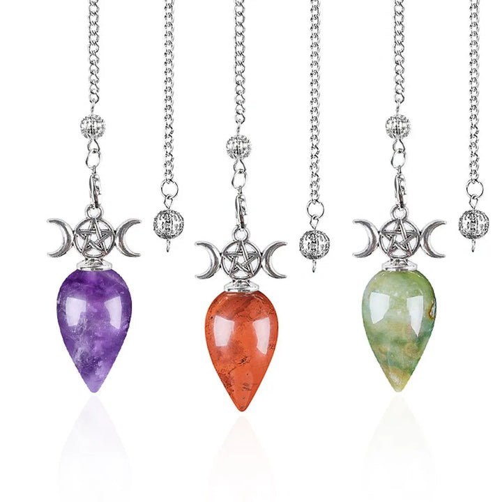 Triple Moon Teardrop Crystal Pendulums