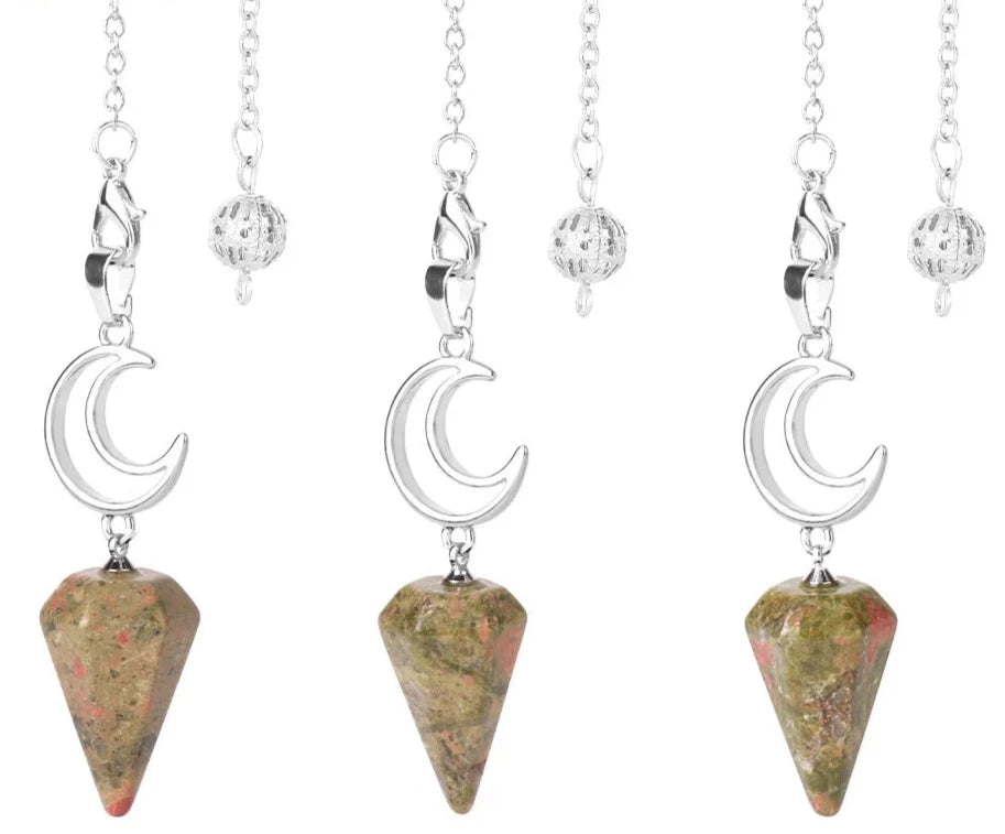 Unakite Crescent Moon Pendulums