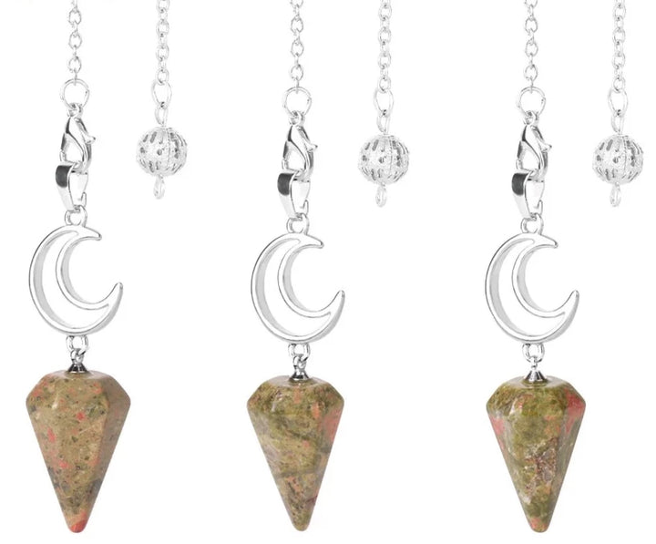 Unakite Crescent Moon Pendulums