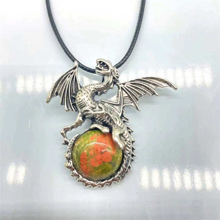 Unakite Crystal Dragon Necklaces
