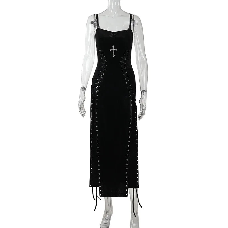 Velvet Black Cross Dress