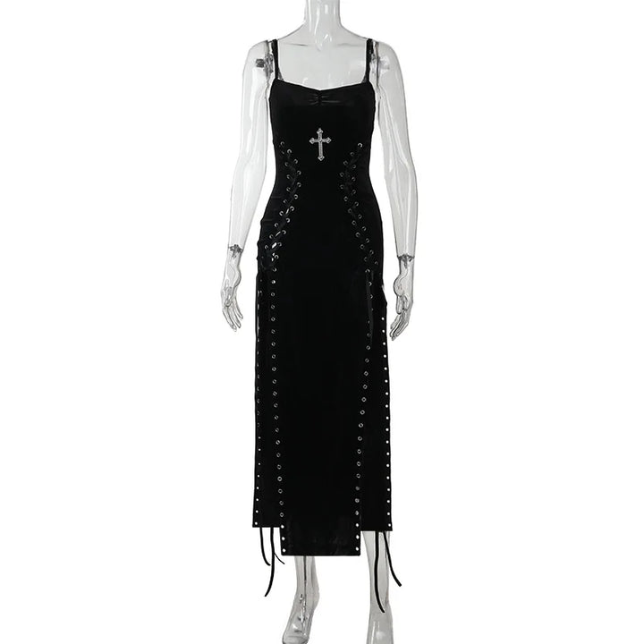 Velvet Black Cross Dress