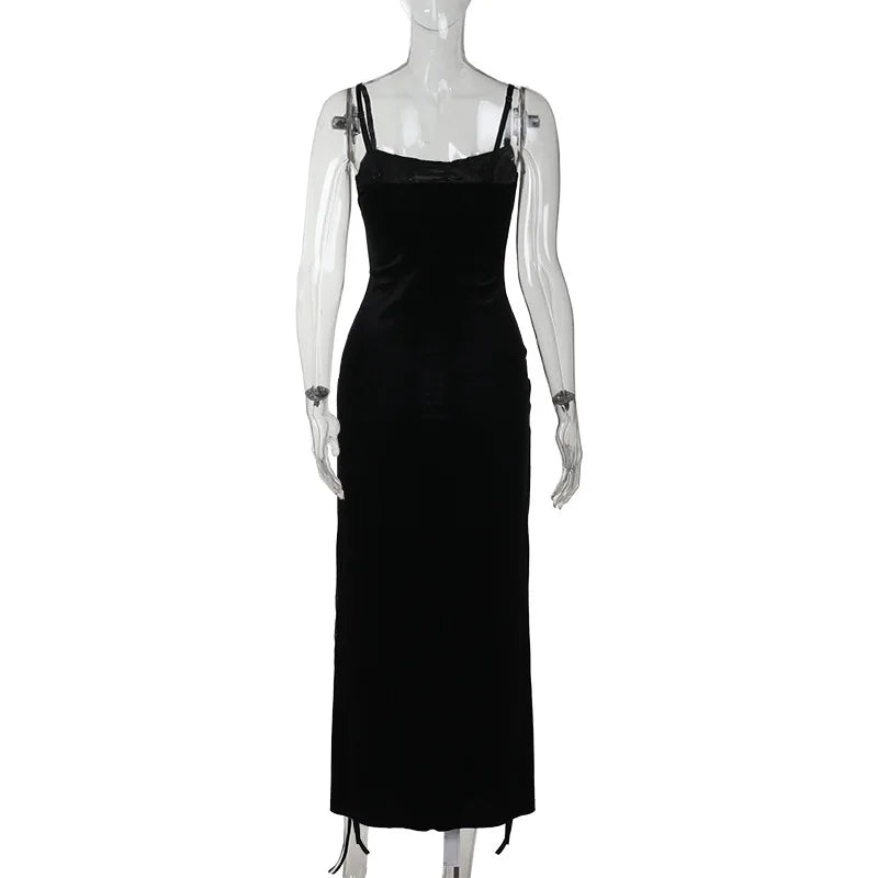 Velvet Black Cross Dress - Back