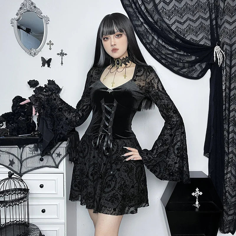 Velvet Lace Corset Dress