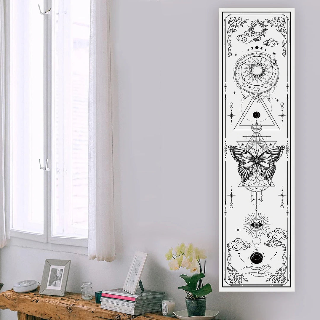 White Butterfly Moon Boho Wall Banner Tapestry
