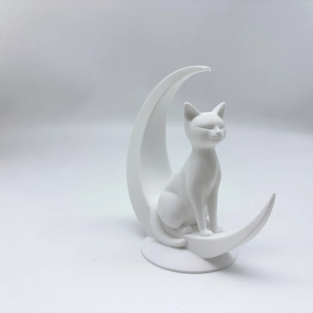 White Cat Moon Statue