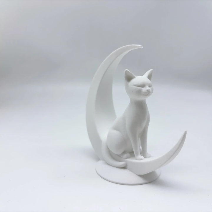 White Cat Moon Statue