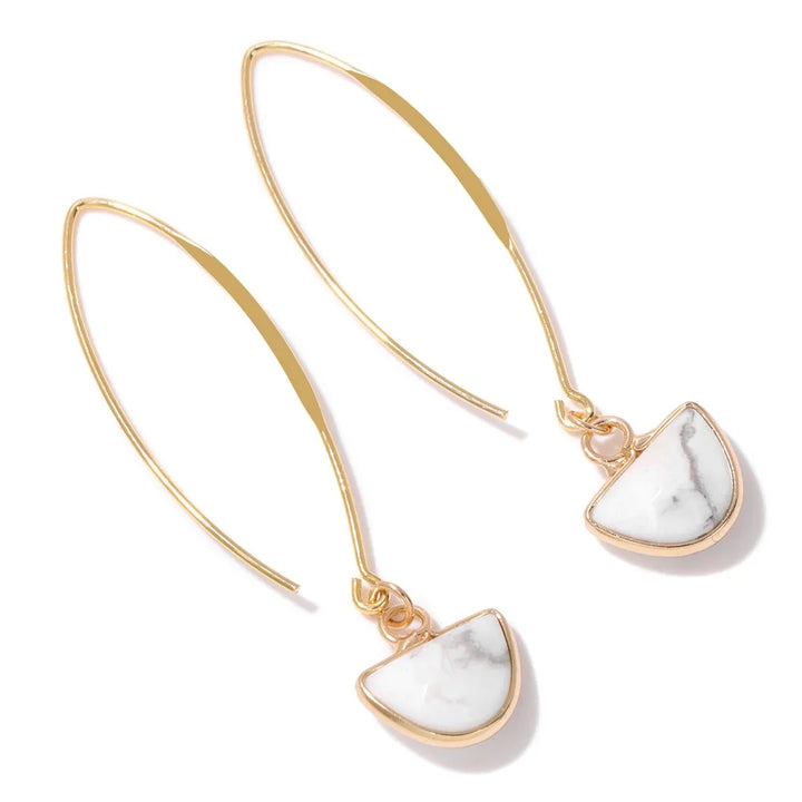 White Howlite Crystal Gold Earrings