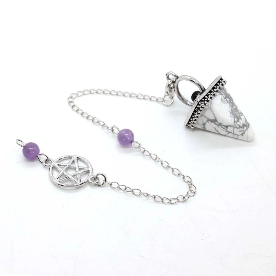 White Howlite Pentacle Pyramid Pendulum
