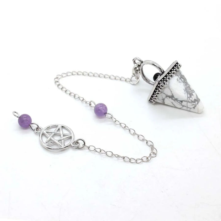 White Howlite Pentacle Pyramid Pendulum