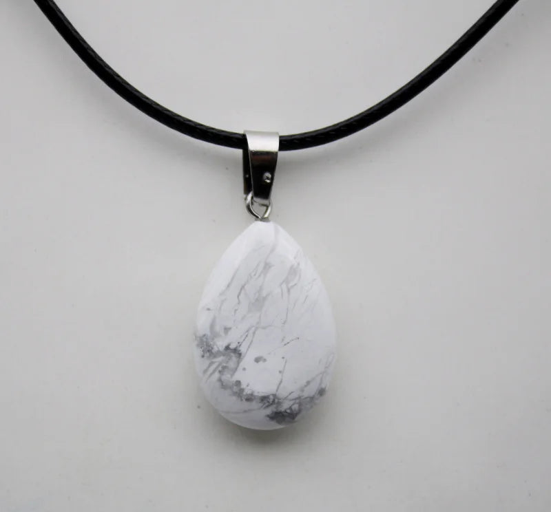 White Howlite Teardrop Pendant Necklace