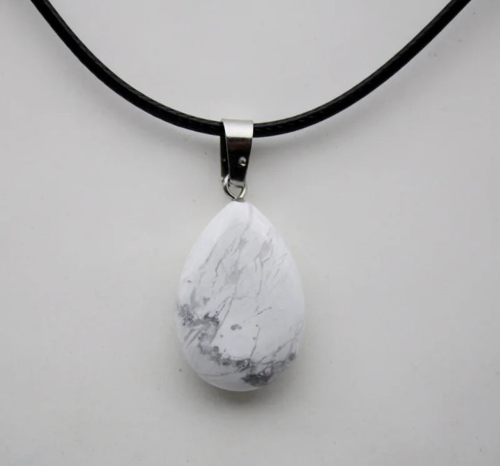 White Howlite Teardrop Pendant Necklace