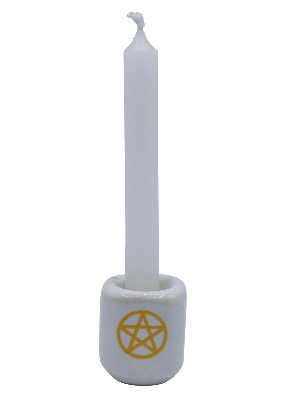 White Pentacle Candle Holder