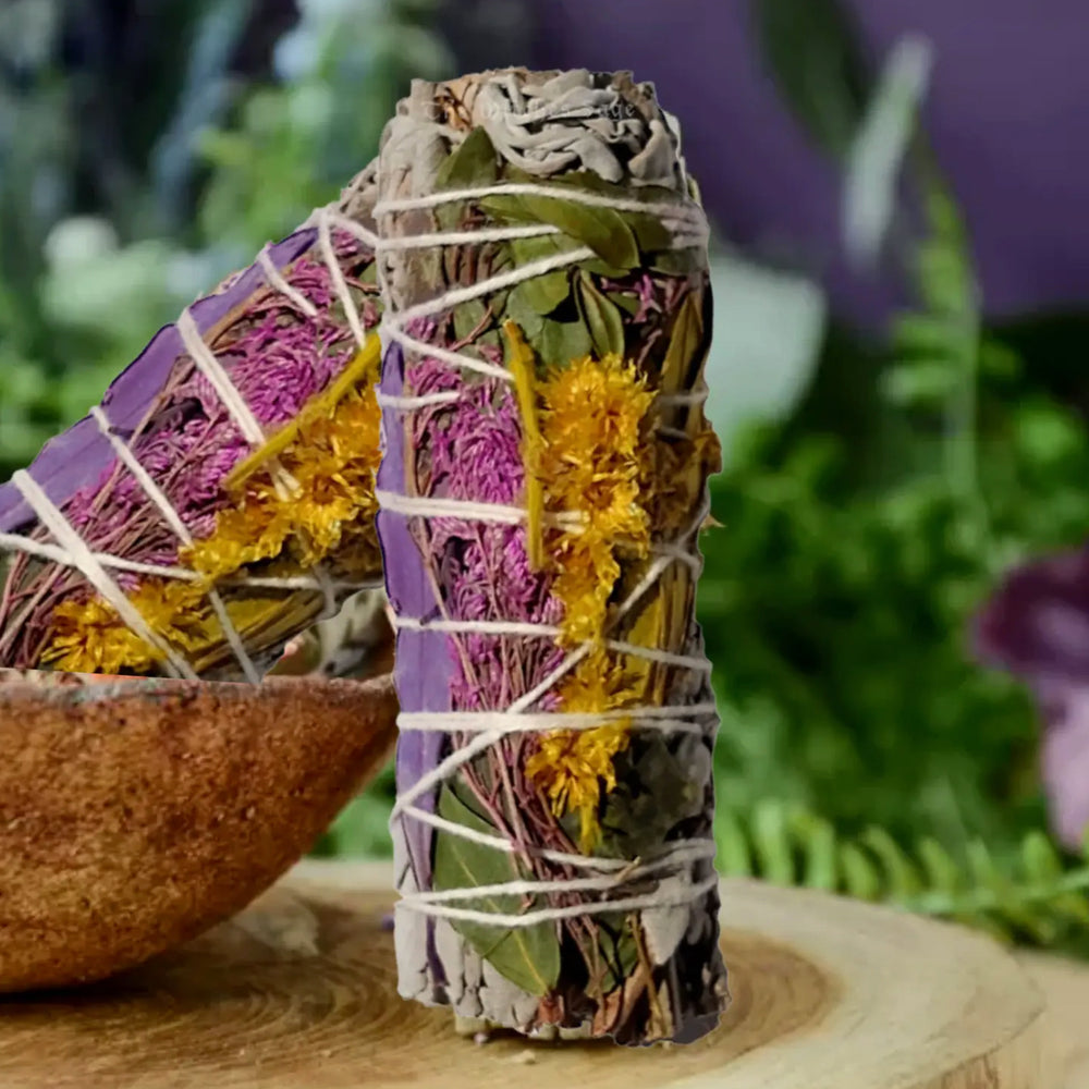 White Sage, Calendula, & Floral Flowers Smudge Stick