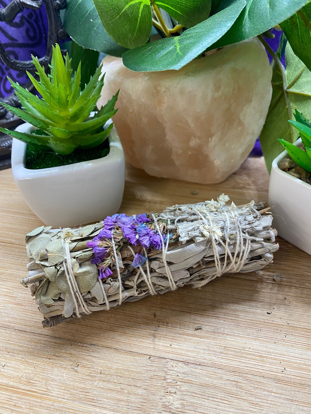 White Sage, Eucalyptus, Purple Sinuata and Lavender Smudge Stick