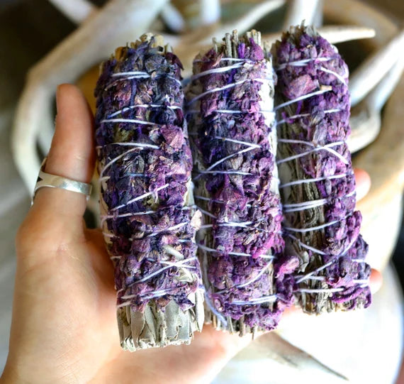 White Sage Purple Royal Lavender Smudge Stick