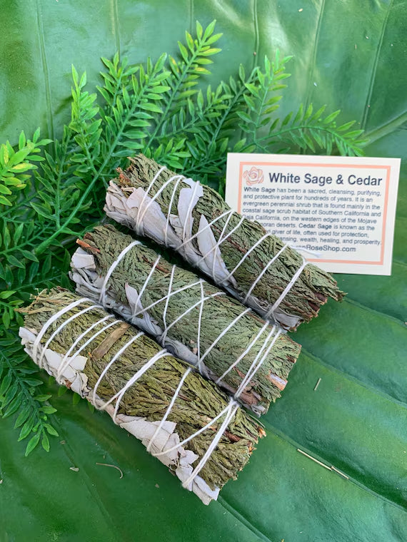 White Sage and Cedar Smudge Bundle