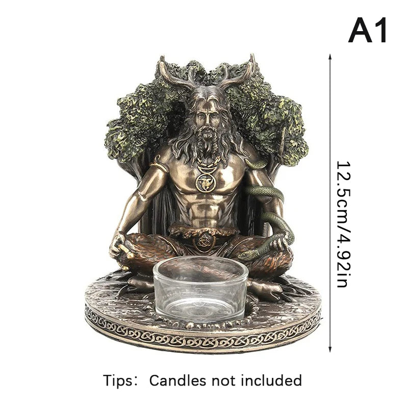 Wiccan Celtic God Tealight Candle Holder