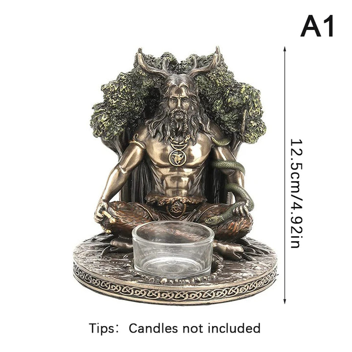 Wiccan Celtic God Tealight Candle Holder