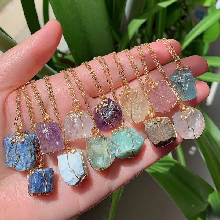 Wire Wrap Gold Necklaces