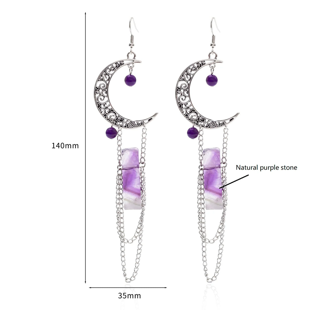 Witch Amethyst Moon Earrings