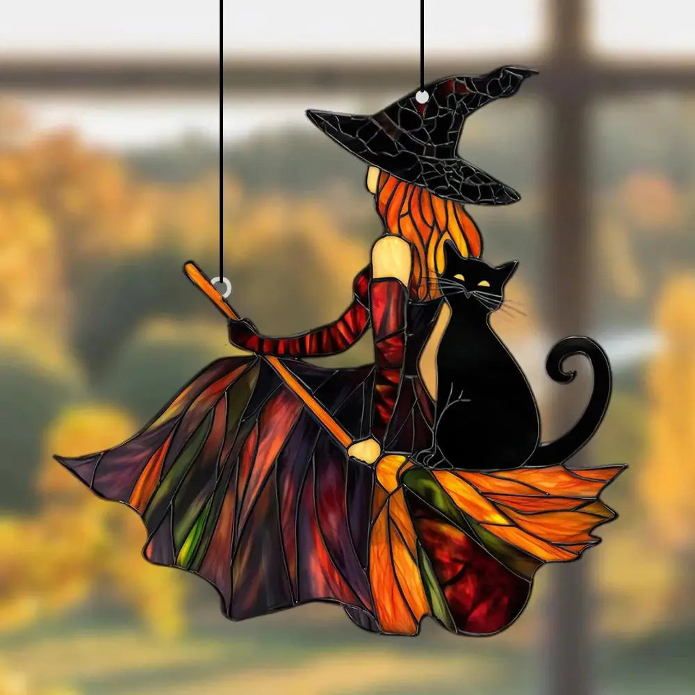 Witch Black Cat Suncatcher