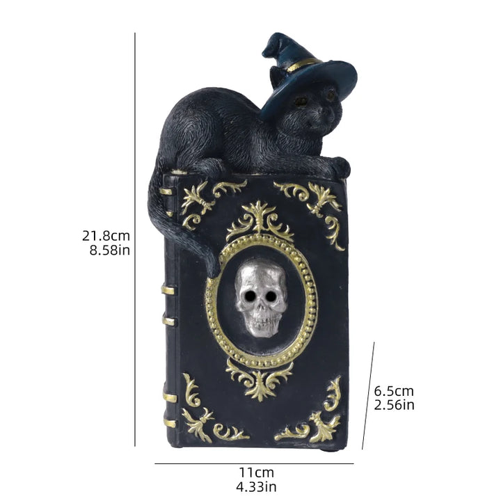 Witch Cat Book Figurines