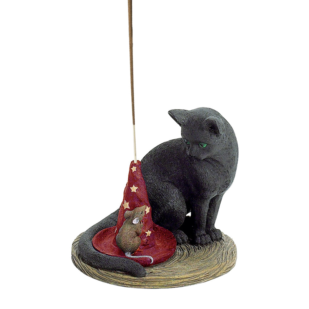 Witch Hat Cat & Mouse Incense Holder - Red