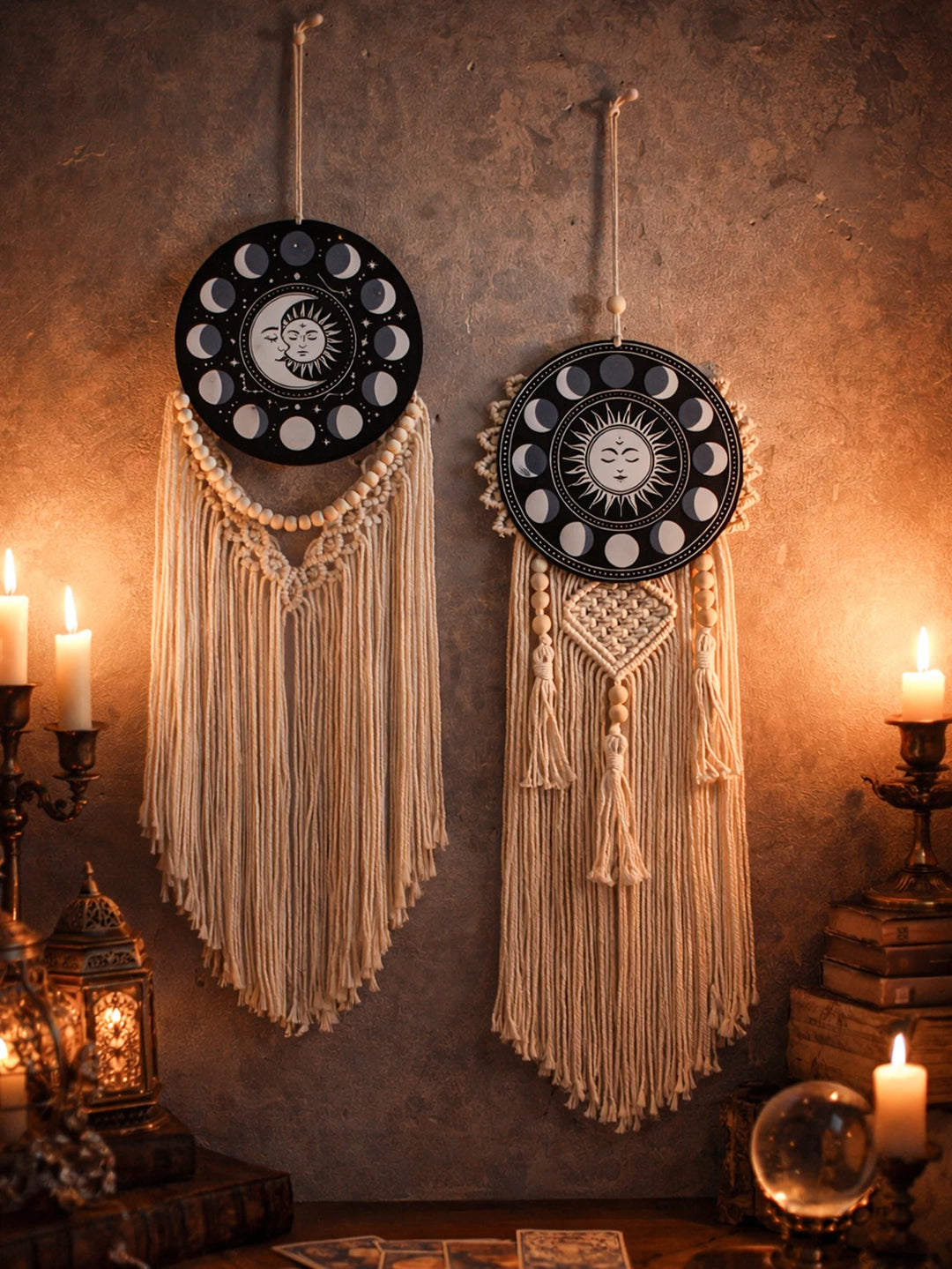 Witch Moon Phase Macrame Tassel Decor