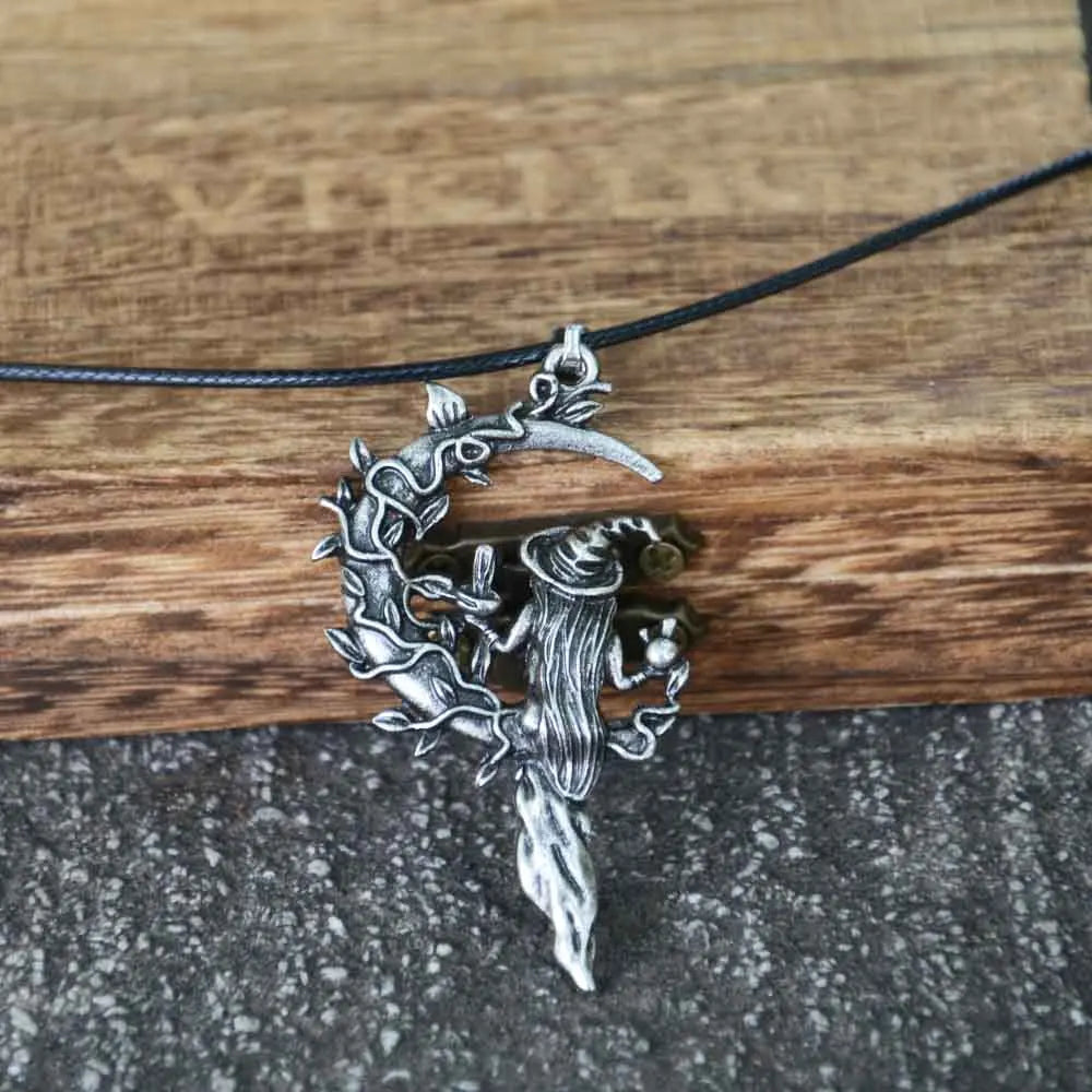 Witch Sitting On Moon Necklace