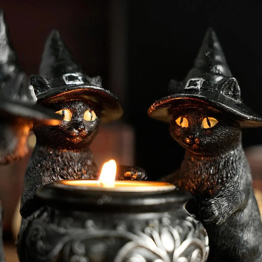 Witchcraft Cat Candle Holder