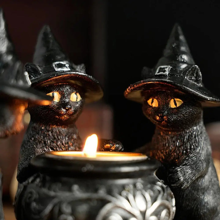 Witchcraft Cat Candle Holder