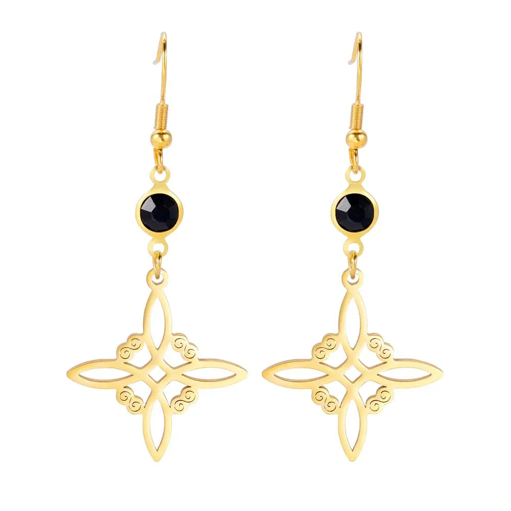 Witches Knot Celtic Gold Earrings