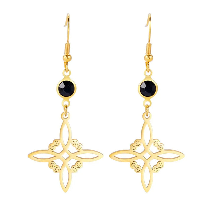 Witches Knot Celtic Gold Earrings