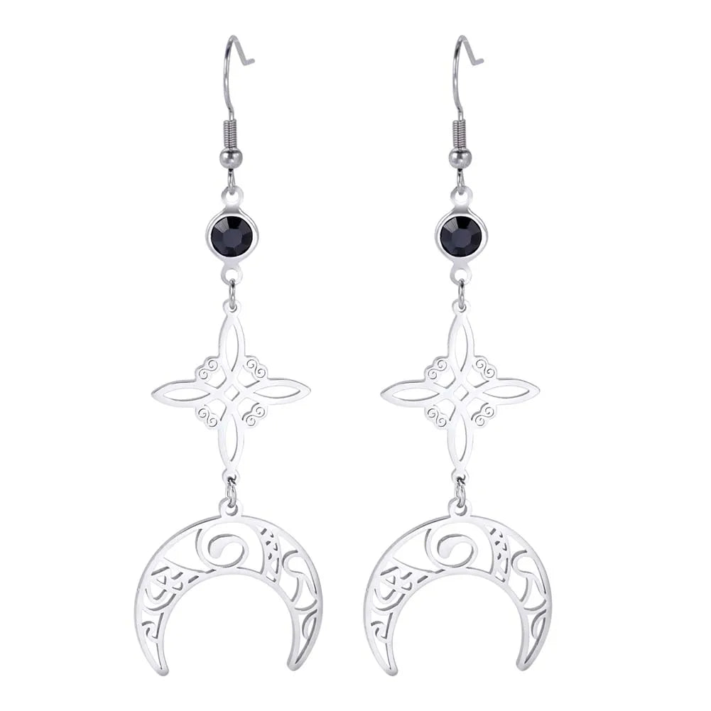 Witches Knot Celtic Moon Earrings
