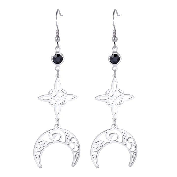 Witches Knot Celtic Moon Earrings