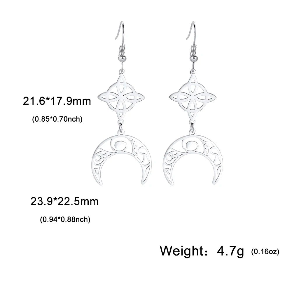 Witches Knot Moon Earrings